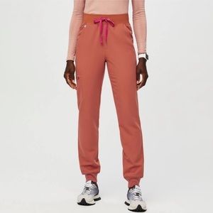 Figs High Waisted Zamora Jogger Scrub Pants in Terracotta
